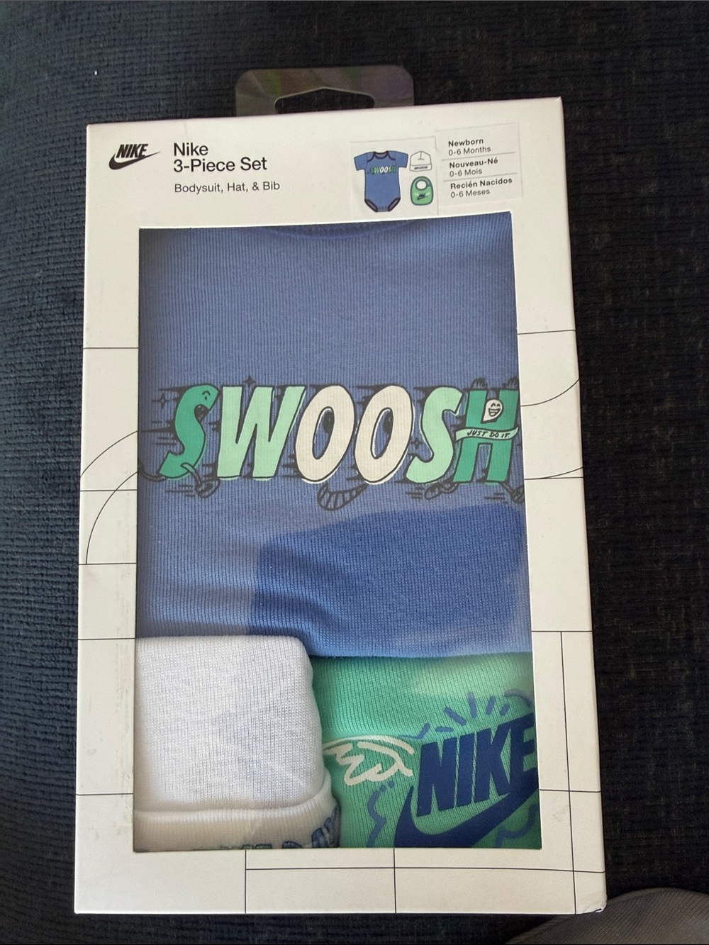 Nike 3-Piece Baby Undershirt Set - Blue, Green, White
